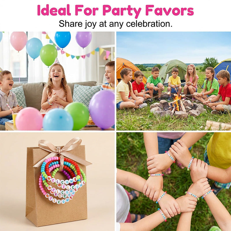 🧶❤️ Packung mit 25 Willkommensperlenarmbändern – Stärken Sie die Freundschaft im Klassenzimmer und verbreiten Sie herzliche Freundlichkeit! ✨