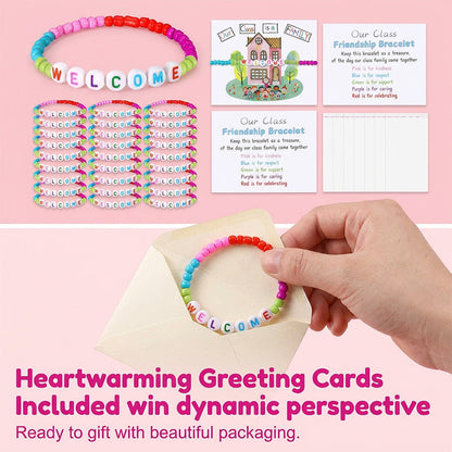 🧶❤️ Packung mit 25 Willkommensperlenarmbändern – Stärken Sie die Freundschaft im Klassenzimmer und verbreiten Sie herzliche Freundlichkeit! ✨