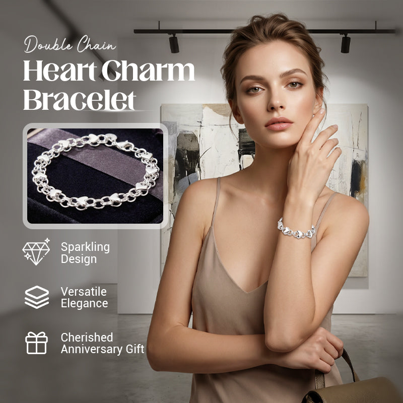 ✨Doppelketten-Armband mit Herzanhänger