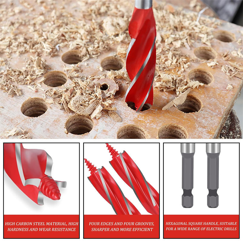 🔩 LIMITED-TIME 50% OFF! ✨ 8PCS 4-Flute Auger Drill Bit Set for Woodworking – Sharp, Stable, Efficient 🪵