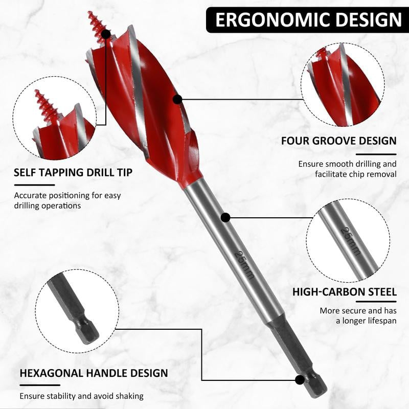 🔩 LIMITED-TIME 50% OFF! ✨ 8PCS 4-Flute Auger Drill Bit Set for Woodworking – Sharp, Stable, Efficient 🪵