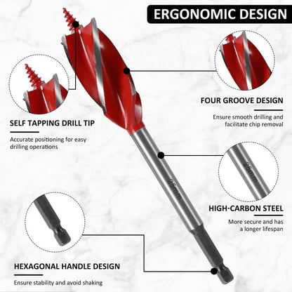 🔩 LIMITED-TIME 50% OFF! ✨ 8PCS 4-Flute Auger Drill Bit Set for Woodworking – Sharp, Stable, Efficient 🪵