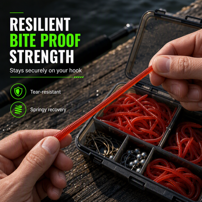 📢📢50% OFF !! ⏰Simulation Earthworm Soft Fishing Lures Shrimp Scented Artificial Worm Baits for Freshwater and Saltwater