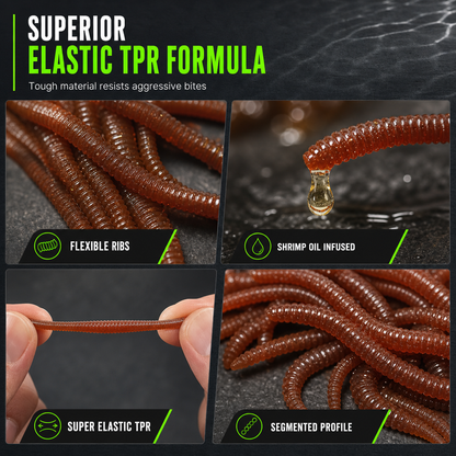 📢📢50% OFF !! ⏰Simulation Earthworm Soft Fishing Lures Shrimp Scented Artificial Worm Baits for Freshwater and Saltwater