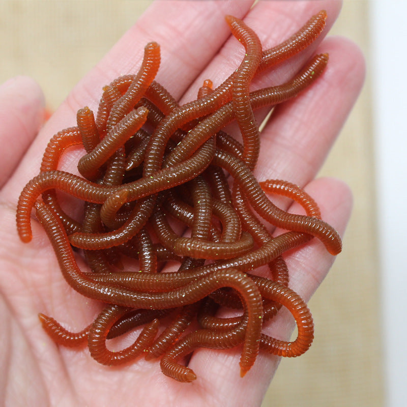 📢📢50% OFF !! ⏰Simulation Earthworm Soft Fishing Lures Shrimp Scented Artificial Worm Baits for Freshwater and Saltwater