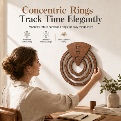 🗓️ Wooden Rotating Perpetual Calendar – A Unique Interactive Decor Piece For Your Home & Office✨