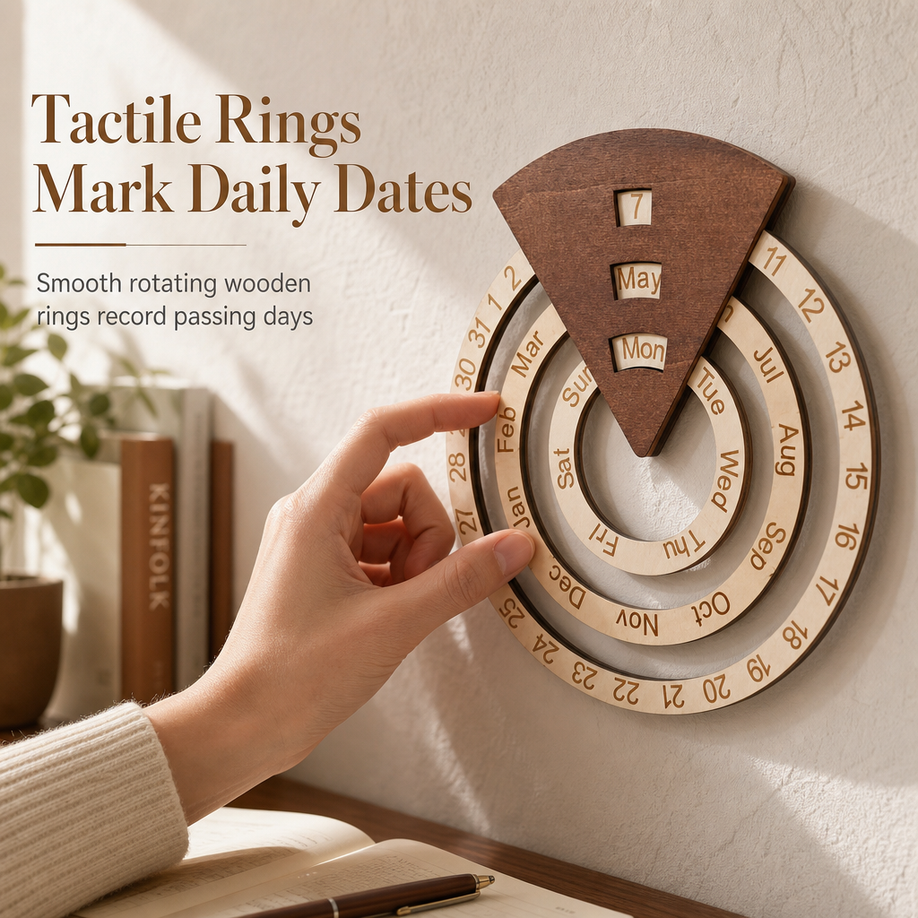 🗓️ Wooden Rotating Perpetual Calendar – A Unique Interactive Decor Piece For Your Home & Office✨