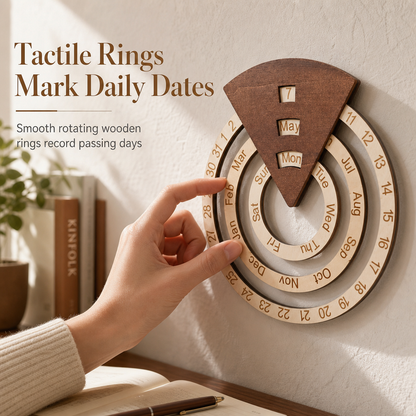 🗓️ Wooden Rotating Perpetual Calendar – A Unique Interactive Decor Piece For Your Home & Office✨
