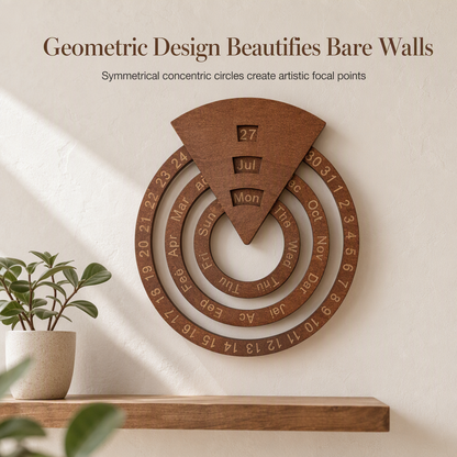 🗓️ Wooden Rotating Perpetual Calendar – A Unique Interactive Decor Piece For Your Home & Office✨