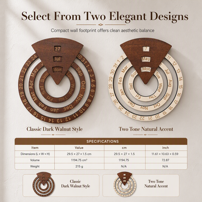 🗓️ Wooden Rotating Perpetual Calendar – A Unique Interactive Decor Piece For Your Home & Office✨