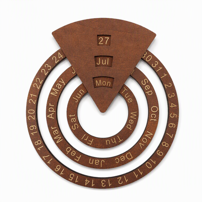 🗓️ Wooden Rotating Perpetual Calendar – A Unique Interactive Decor Piece For Your Home & Office✨